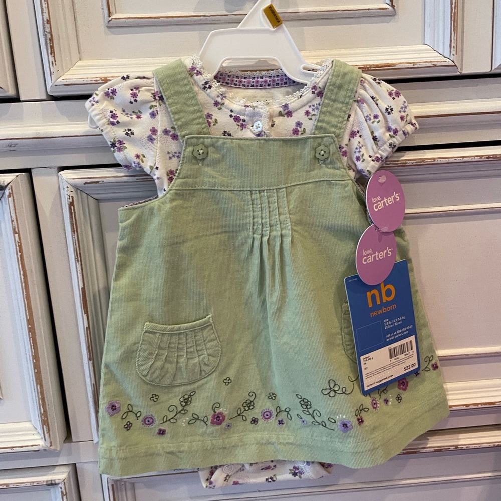 NWT Carters NB baby dress outfit